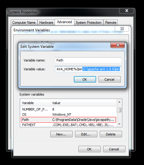 System var edit modal